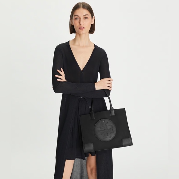 🖤Tory Burch Black Small Ella Nylon Leather Tote Bag - Picture 14 of 14